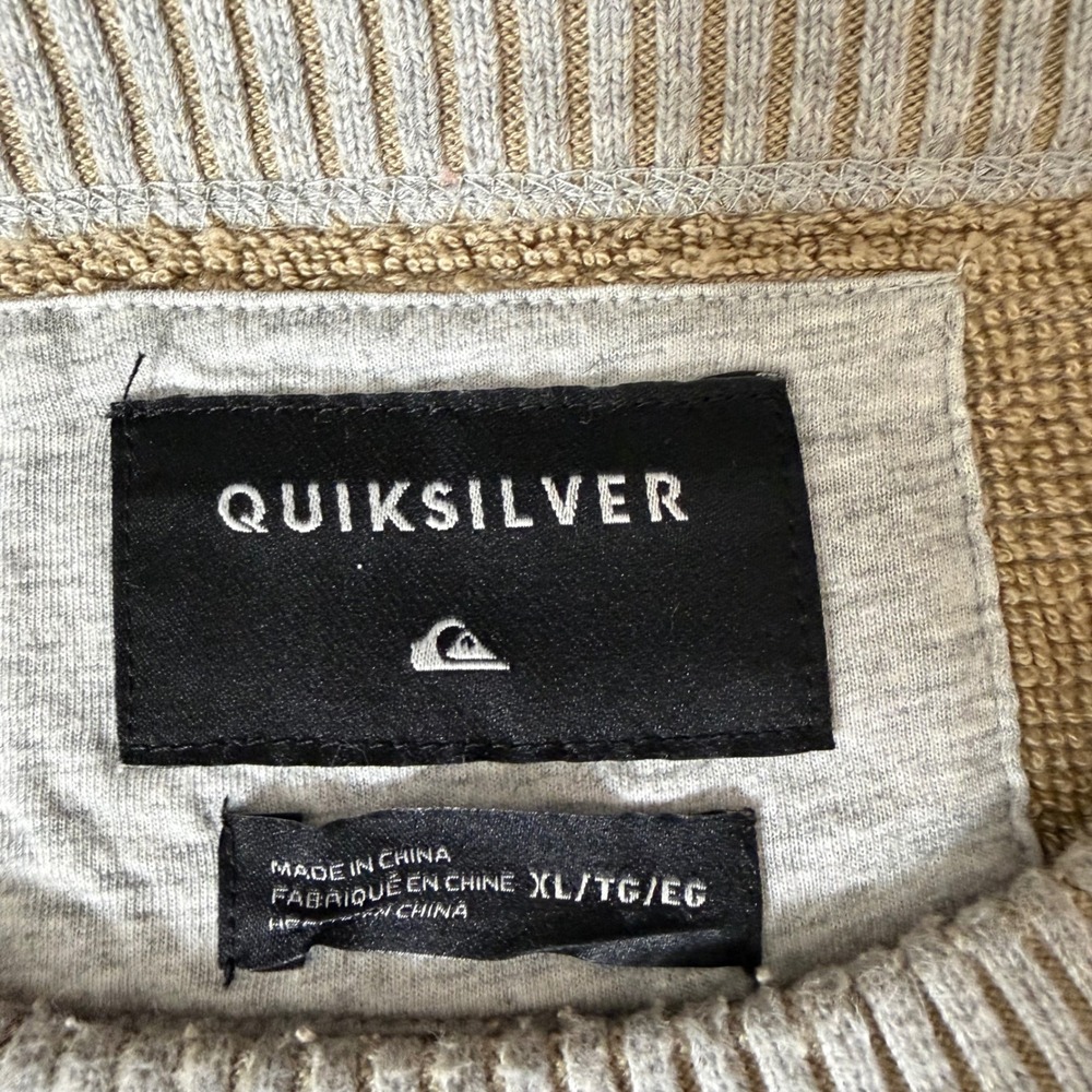 Quiksilver Mens XL Heather Grey Crewneck Knit Sweater Radical Times Patch Logo - Picture 4 of 10